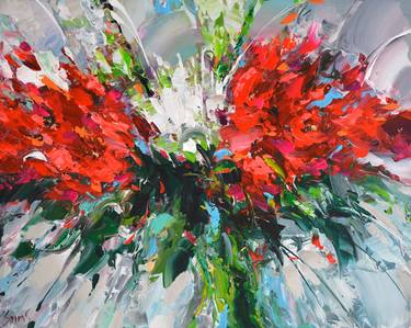Abstract Flowers 1 acr. painting on canvas, 2022 thumb