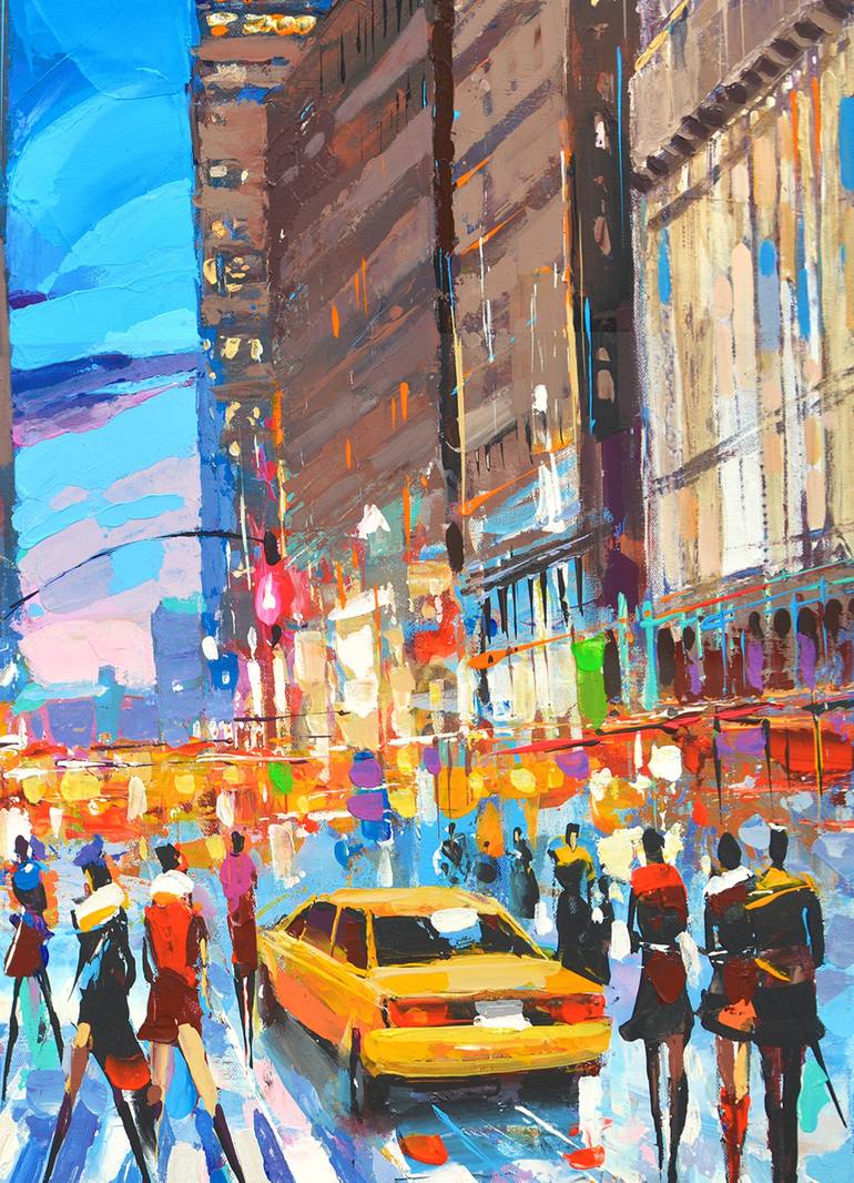 Original Abstract Expressionism Cities Painting by Dmitry Spiros