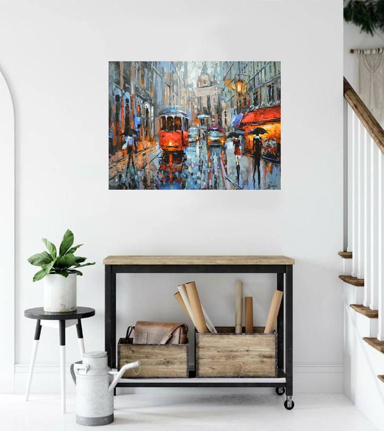 Original Abstract Expressionism Cities Painting by Dmitry Spiros