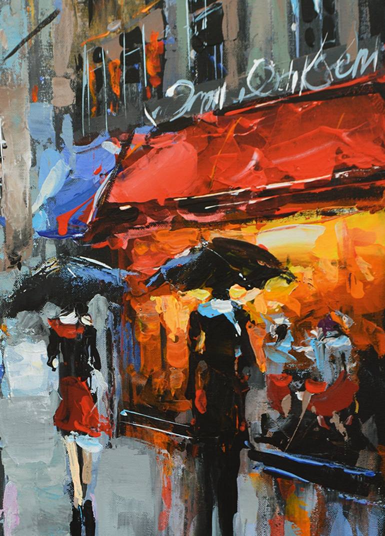 Original Abstract Expressionism Cities Painting by Dmitry Spiros