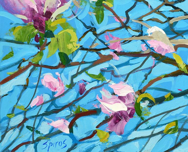 Original Abstract Expressionism Garden Painting by Dmitry Spiros