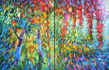 In the light of the leaves “Autumn Diptych” 2 paintings thumb