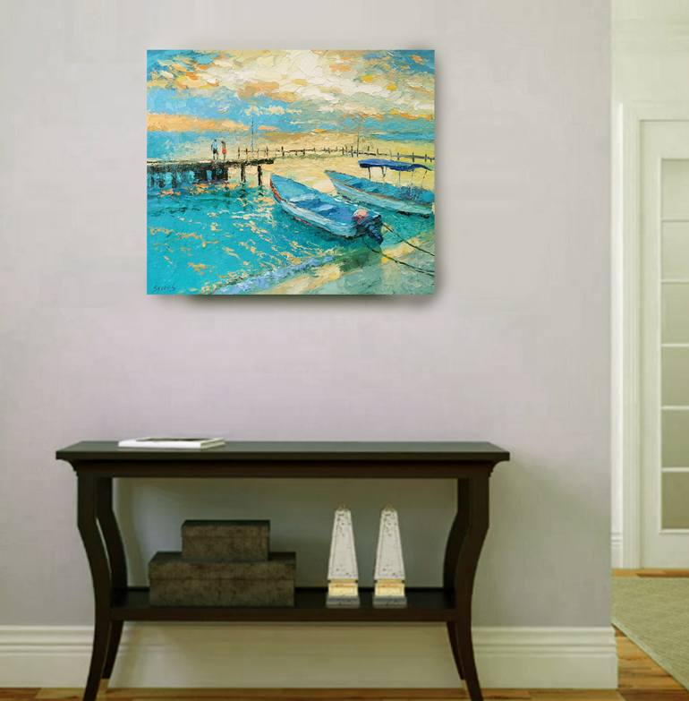 Original Expressionism Boat Painting by Dmitry Spiros