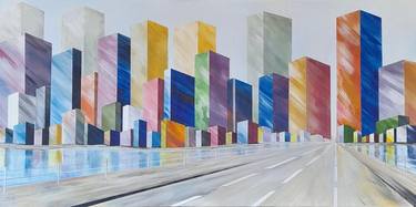 Original Abstract Cities Paintings by Stephen Maddocks