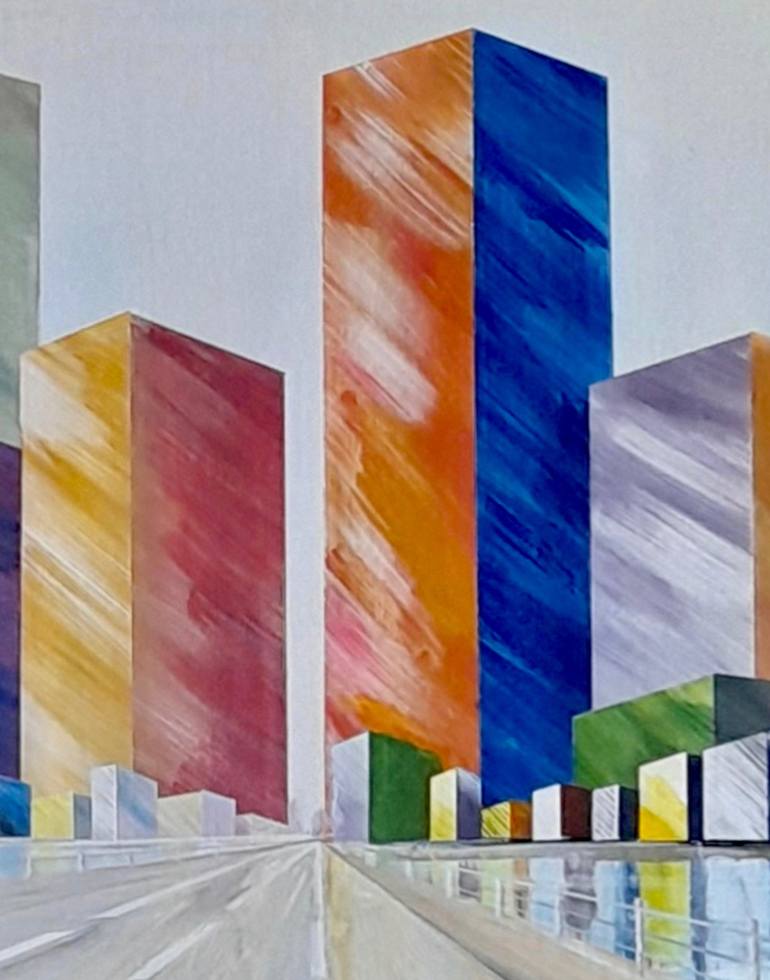 Original Modernism Cities Painting by Stephen Maddocks