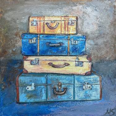 Suitcases. Oil painting on canvas thumb