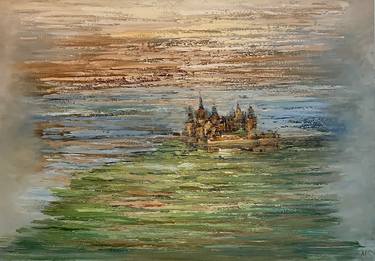 Landscape with castle. Oil painting on canvas thumb