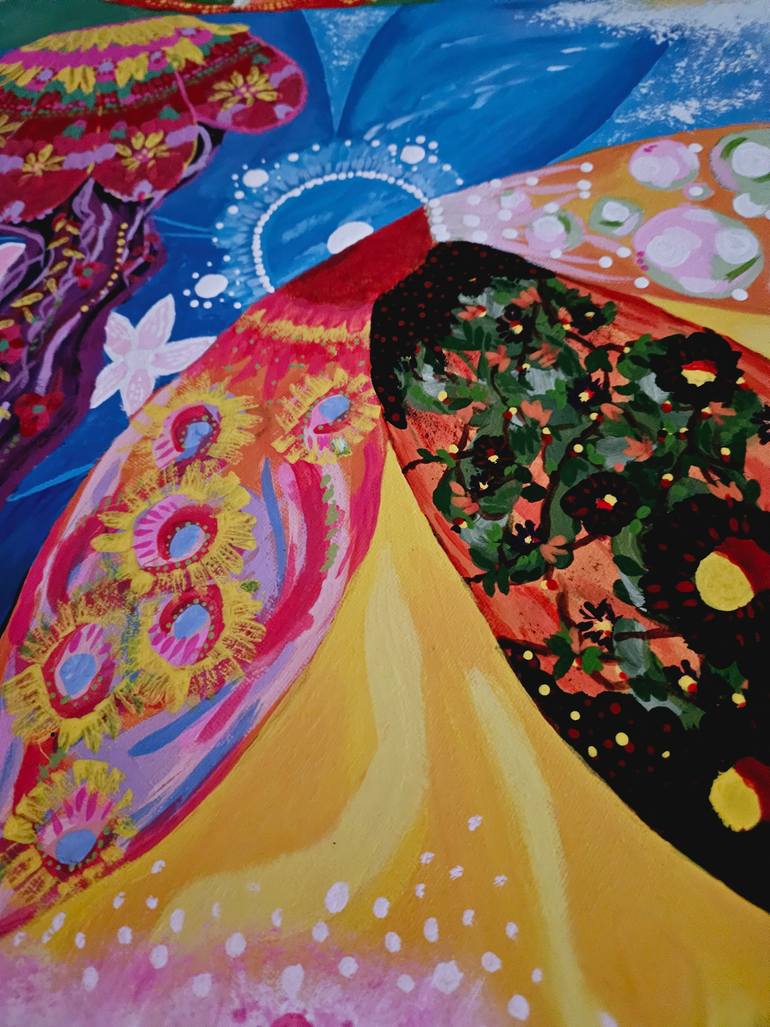 Original Art Deco Floral Painting by Hyunah Yi