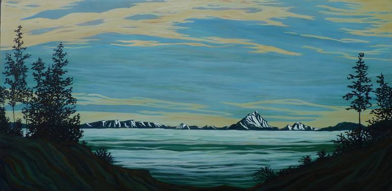 Low Cloud, Fisher Peak Rising Painting by April Lund | Saatchi Art