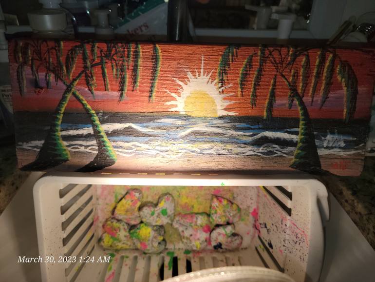 Original Conceptual Beach Painting by Rides  West