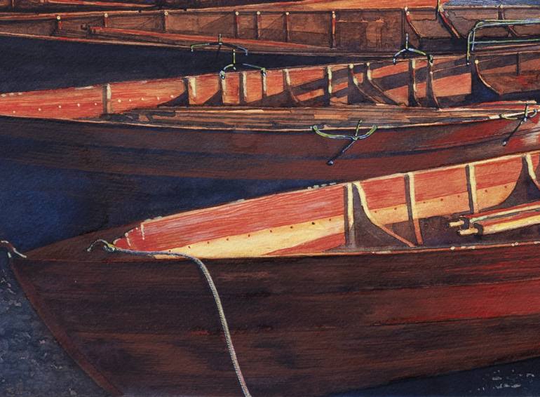 Original Fine Art Boat Painting by DAVID O'REILLY