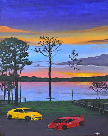 Original Art Deco Car Paintings by Eldoris Art