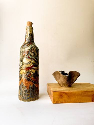 Earth's Tapestry - Painted Ceramic Bottle thumb