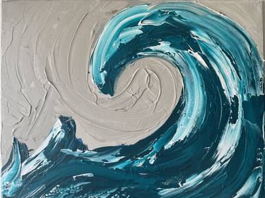 Tidal Tempest - Textured Wave Painting thumb