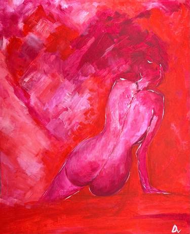Women’s nude heart in love | Amour | Acrylique art 38*46см thumb