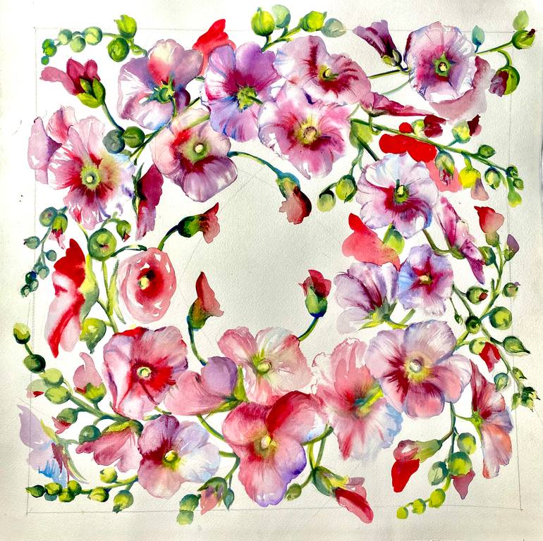 Original Art Deco Botanic Painting by Elena Hromova
