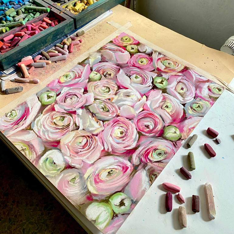 Original Illustration Botanic Mixed Media by Elena Hromova