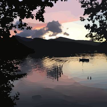 Sunset at Derwent Water, Cumbria thumb