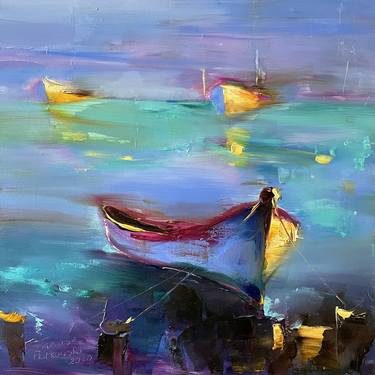 Original Abstract Expressionism Boat Paintings by Mariusz Piatkowski