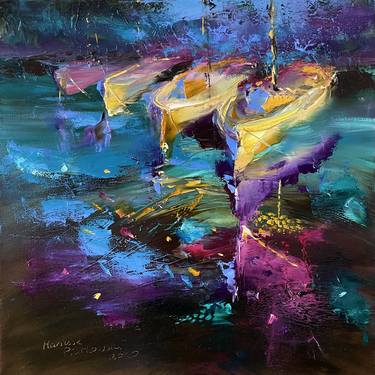 Original Abstract Boat Paintings by Mariusz Piatkowski