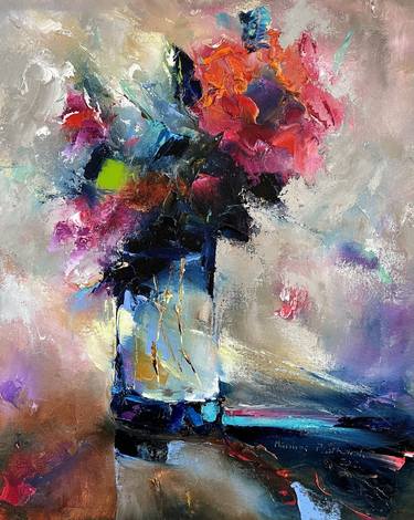 Original Abstract Expressionism Floral Paintings by Mariusz Piatkowski