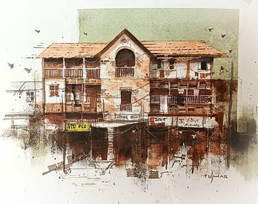 Original Abstract Expressionism Architecture Paintings by TUSHAR SHETTY