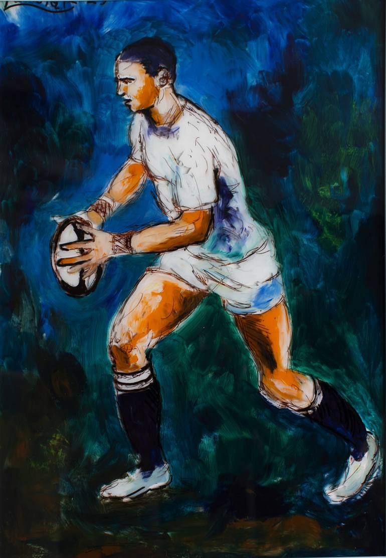 Rugby player Painting by Karl LAKOLAK | Saatchi Art