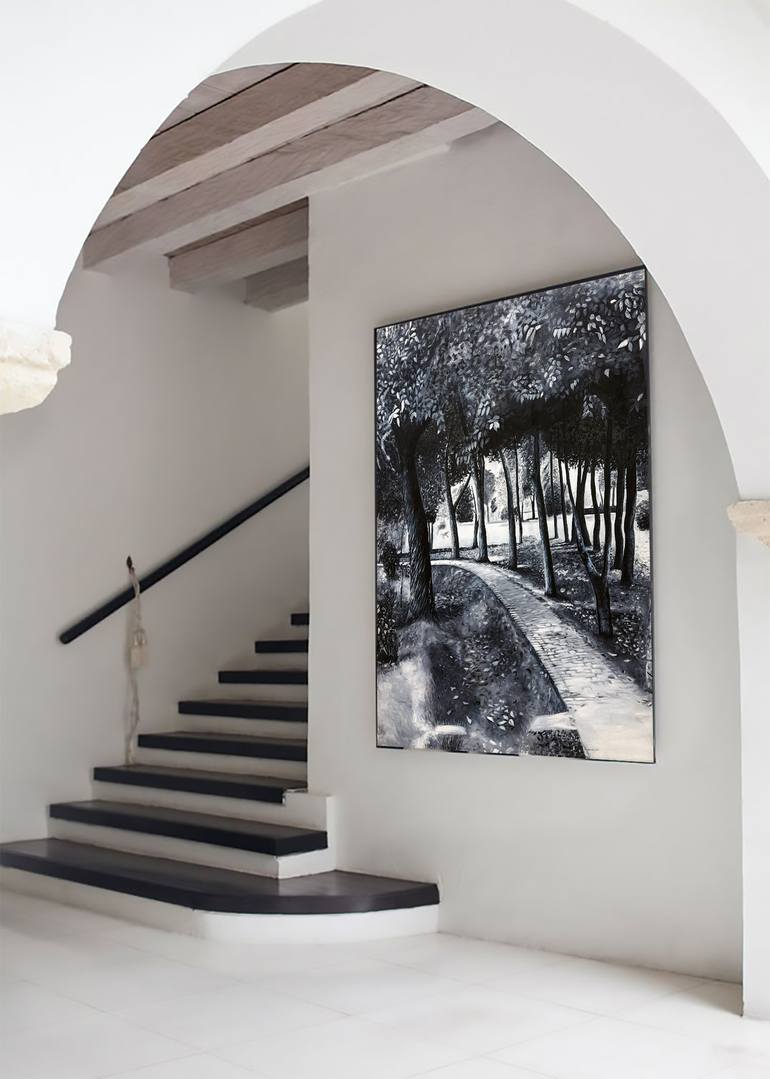 Original Black & White Landscape Painting by Asma Saeed