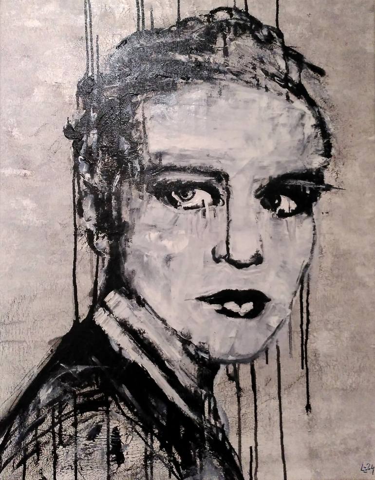 Original Pop CultureCelebrity Painting by Ludwig Zeininger  Expressionism Art on Canvas  Hildegard