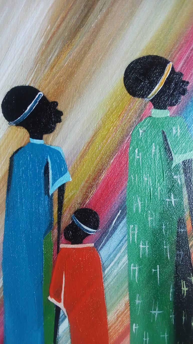 Original Abstract Expressionism People Painting by Evelyn Babirye