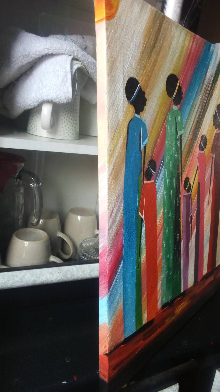 Original Abstract Expressionism People Painting by Evelyn Babirye