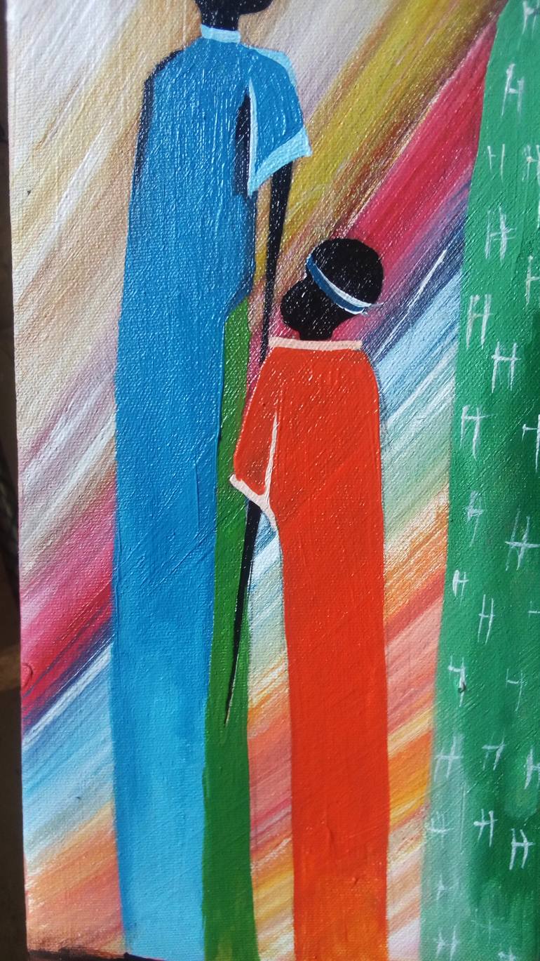 Original Abstract Expressionism People Painting by Evelyn Babirye