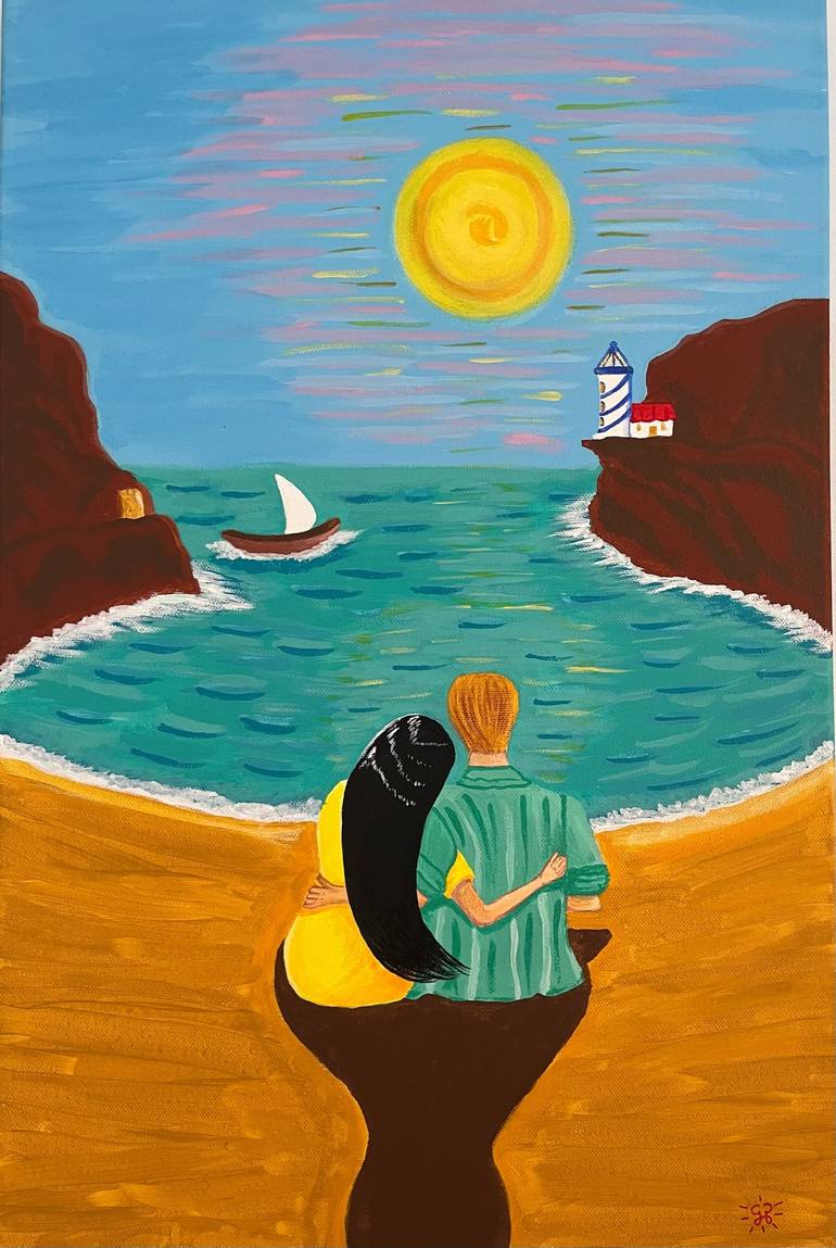 Guinness vloeistof Boodschapper The couple. Acrylic painting on canvas, 60x40 cm Painting by Mariana Gema  Sánchez Hernández | Saatchi Art