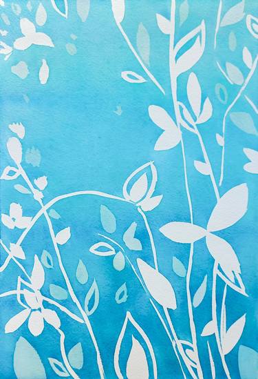 The Birth of Spring watercolor fine art blue color thumb