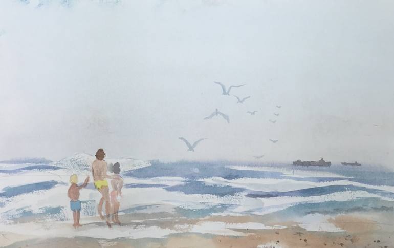 Original Beach Painting by Len  Weaver