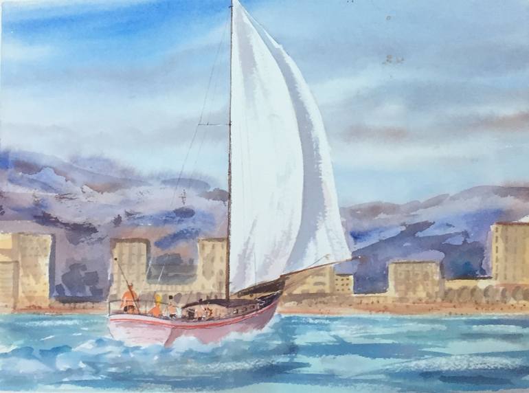 Original Conceptual Boat Painting by Len  Weaver