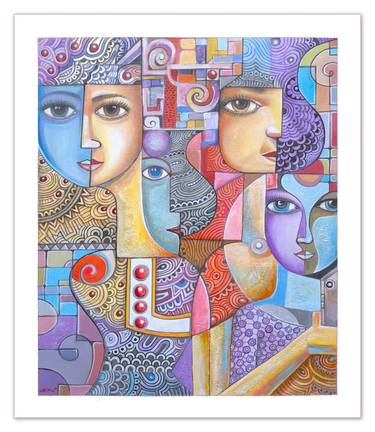 Print of Cubism Women Paintings by ben uapik