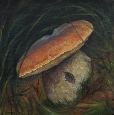 Chubby mushroom in the woods thumb