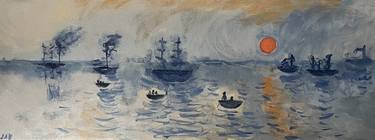 Tribute to Claude Monet: Harbor Morning, 30x80cm acrylic thumb