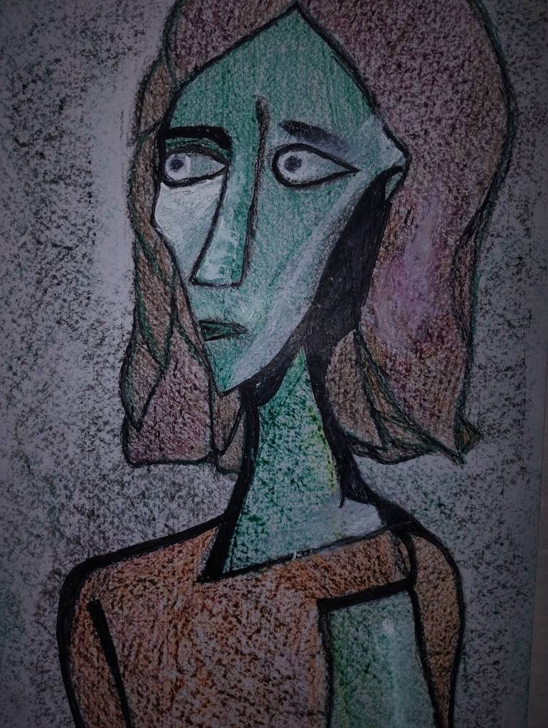 Original Cubism Women Drawing by J MA