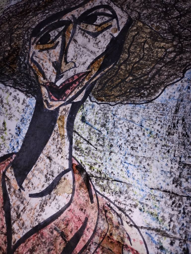 Original Cubism Women Drawing by Juan Martín Argente