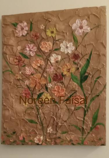 Original Abstract Floral Mixed Media by Nida Faisal