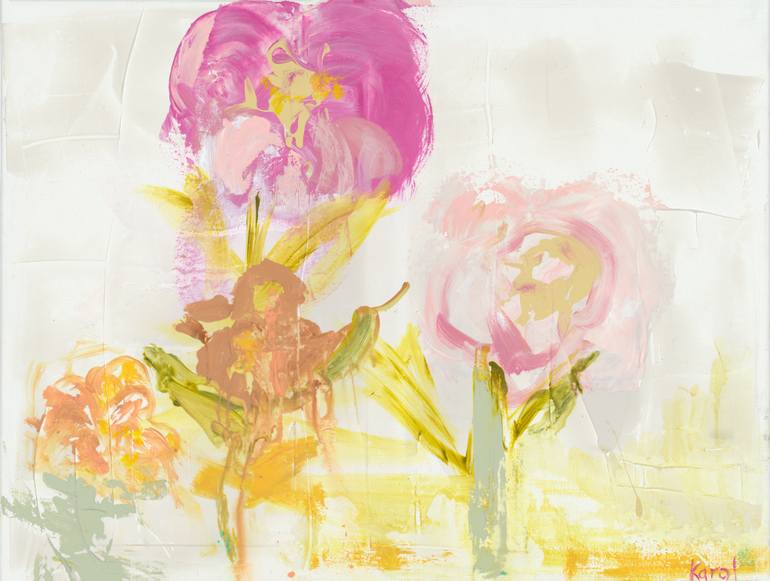 Original Abstract Expressionism Botanic Mixed Media by Karol Jersak