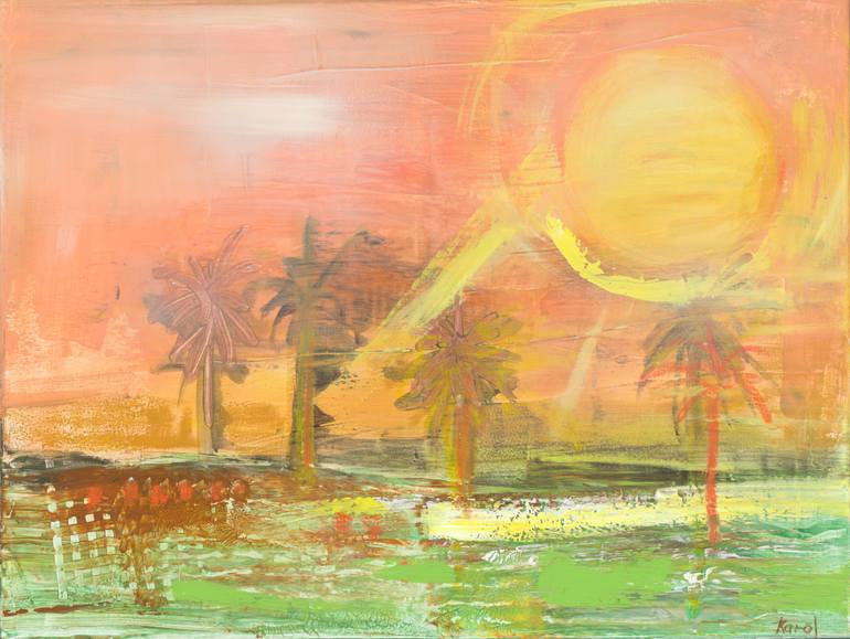 Original Abstract Expressionism Botanic Mixed Media by Karol Jersak