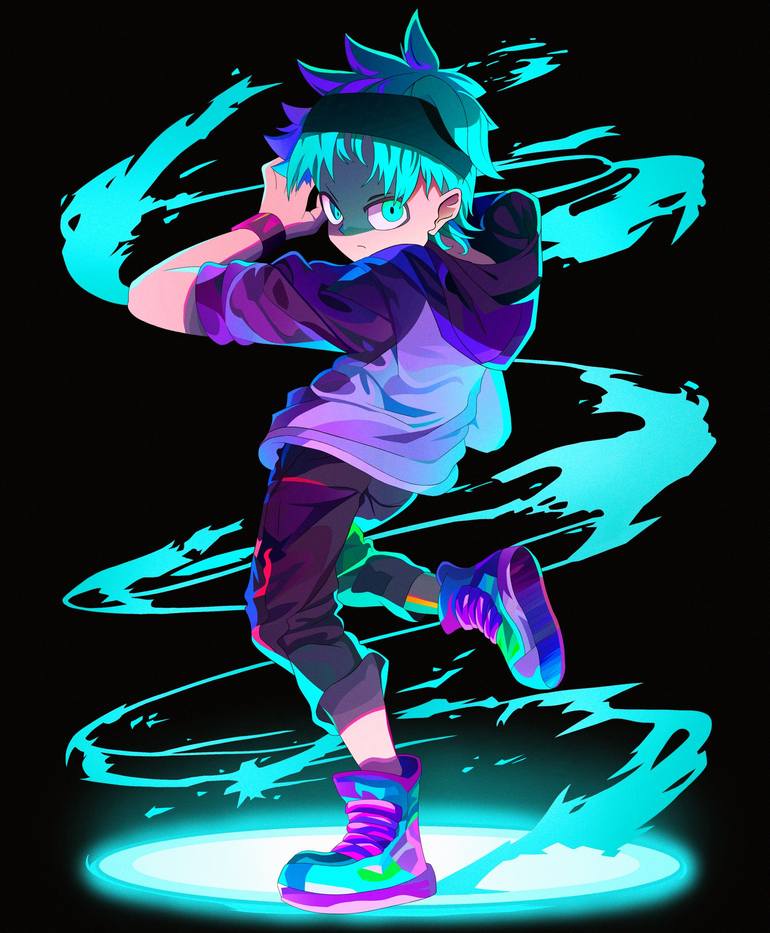 Arte fofa de anime Boy Line · Creative Fabrica