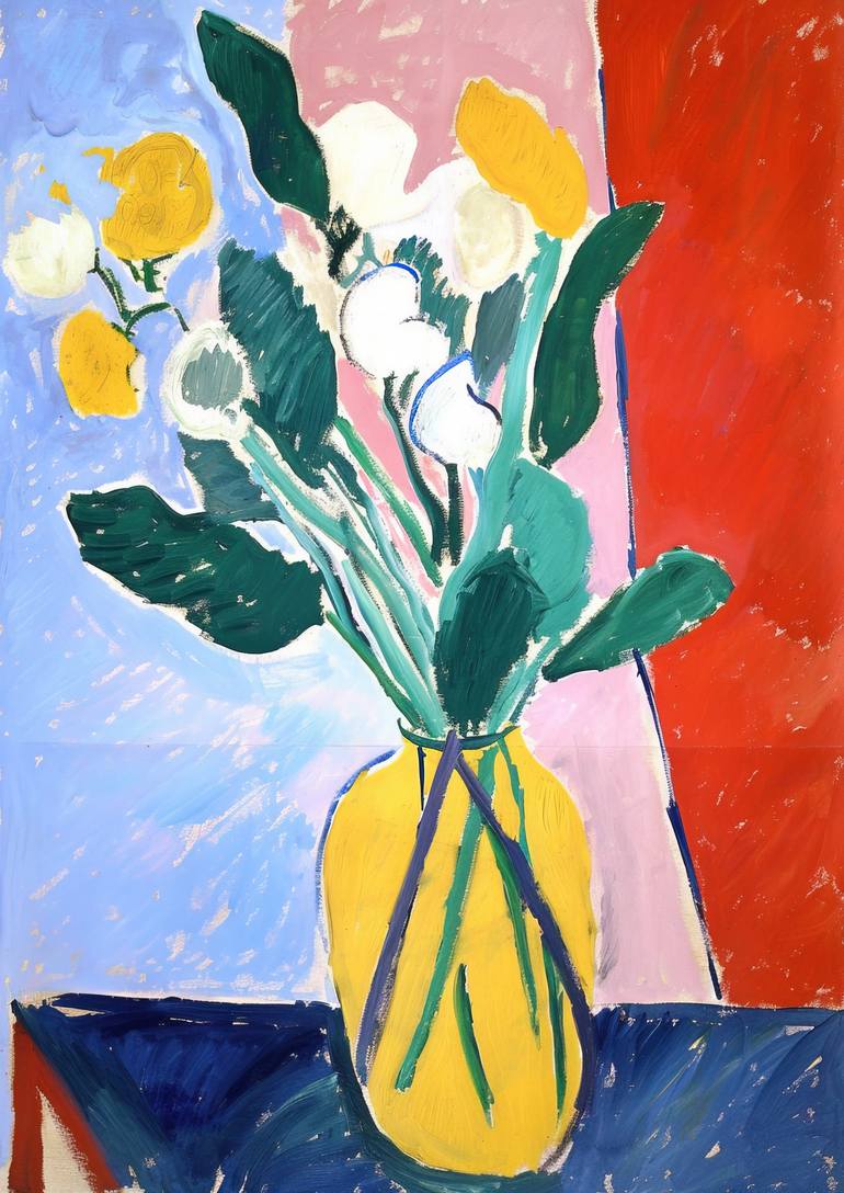 Henri Matisse Inspired Abstract Floral Painting Digital by