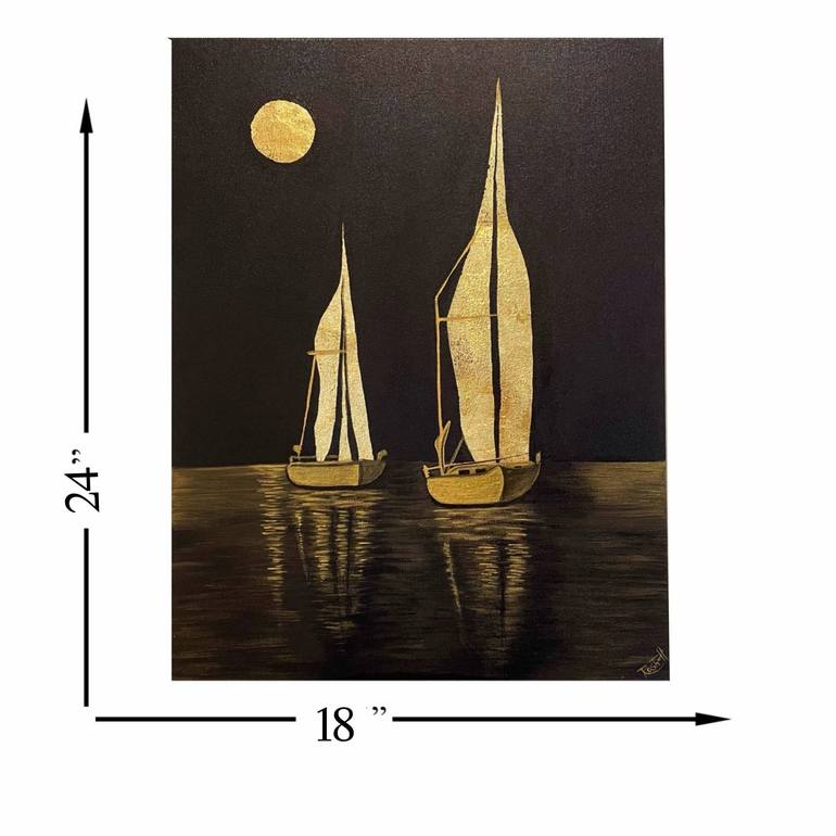 Original Fine Art Sailboat Painting by Roshni Jashnani
