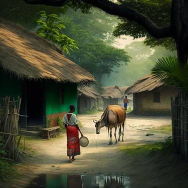 Print of Rural life Digital by Adwit Kanti Routh