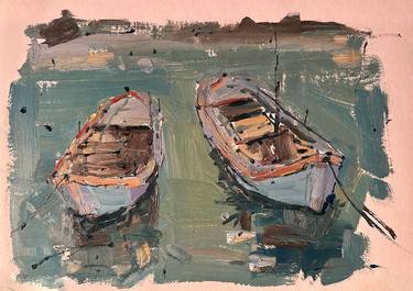 Print of Boat Paintings by Kira Shugurova
