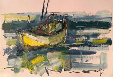 Original Boat Painting by Kira Shugurova